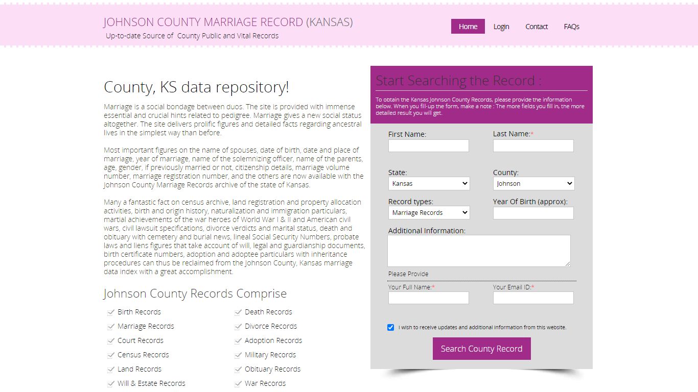 Public Marriage Records - Johnson County, Kansas